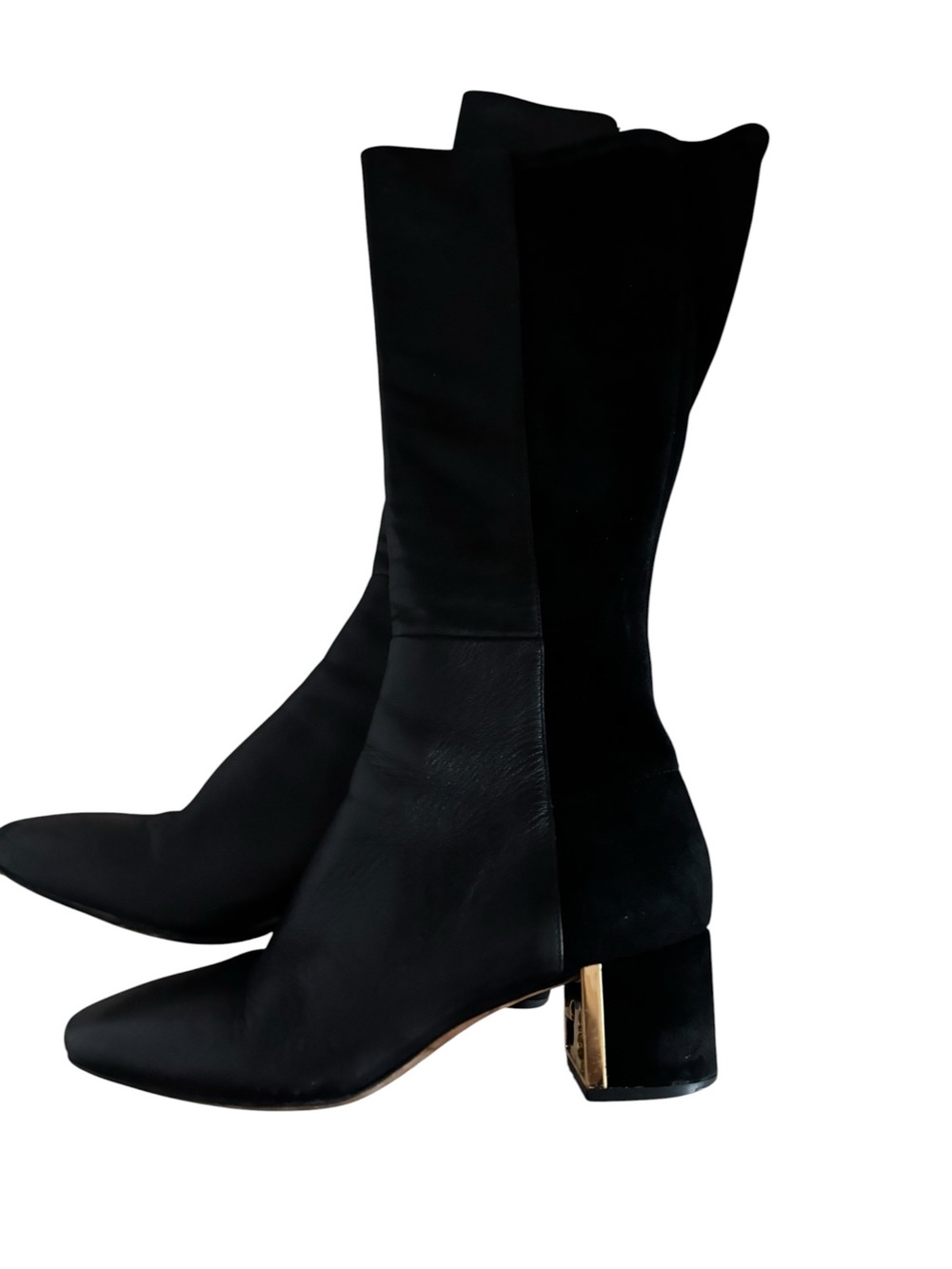 Tory Burch Black Leather & Suede Knee-High Boots 🖤✨